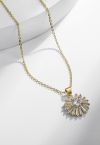 Glittering Zircon Floral Clavicle Necklace