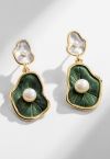 Green Leaf Pearl Earrings