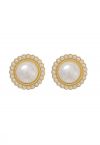Floral Pearl Trim Golden Earrings