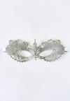 Zircon Trim Lace Ball Mask in Silver