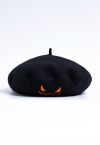 Wicked Pumpkin Beret Hat in Black