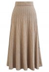 Zigzag Pleated Knit Skirt in Sand