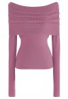 Fold Over Off-Shoulder Knit Top in Pink
