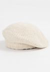 Fuzzy Wool-Blend Beret Hat in Cream