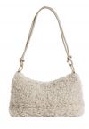 Double String Soft Lambswool Shoulder Bag in Oatmeal