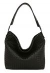 Solid Color Woven Bag in Black