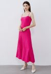 Solid Pleated Knit Cami Dress in Hot Pink