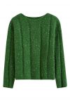 Cozy Drop Shoulder Mixed Knit Sweater in Green