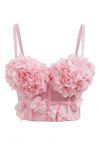 Pearly Petal Bustier Crop Top in Pink