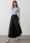 Breezy Tie Waist Asymmetric Crop Pants in Black