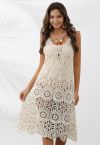 Bohemian Cutwork Crochet Cover-Up Dress in Cream