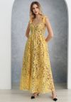 Yellow Embroidered Floral Organza Cami Dress