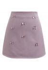 Little Bows Adorned Mini Skirt in Mauve