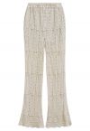 Hollow Out Crochet Flare Hem Pants