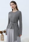 Embrace Softness Tie-Waist Cotton Top in Smoke