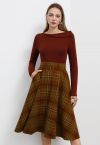 Fall in Plaid Side Pocket A-Line Midi Skirt