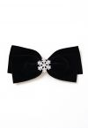 Snowflake Velvet Bowknot Hair Clip in Black