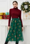 Merry Gingerbread Man Mesh Tulle Midi Skirt