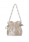 Rhinestone Decor Drawstring Shoulder Bag in Apricot