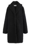 Feeling of Warmth Faux Fur Longline Coat in Black