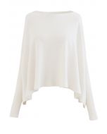 Soft Flare Hem Cape Sweater in Ivory