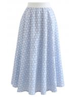Embroidered Daisy Midi Skirt in Light Blue
