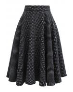Polka Dots Wool-Blend Flare Skirt