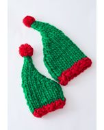 Color Block Braided Hand-Knit Pom-Pom Christmas Hat