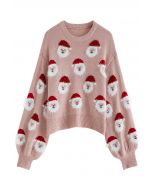 Fuzzy Santa Claus Knit Top in Pink