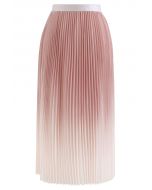 Coral Gradient Pleated Midi Skirt