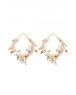 Bohemia Beaded Pearl Hook Earrings in Cream