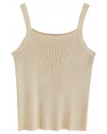 Stretchy Ribbed Knit Cami Top in Light Tan