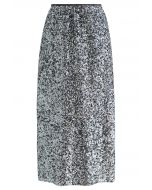Iridescent Sequin Embellished Pencil Skirt in Silver