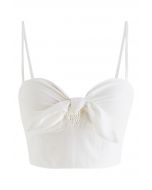 Tie Knot Cami Crop Top in White