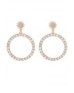 Hollow Out Circle Rhinestone Earrings in Gold