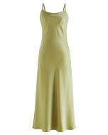 Double Straps Satin Cami Dress in Lime