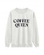 Coffee Queen Printed Sweatshirt in White
