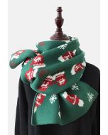 Wintery Christmas Knit Scarf in Green