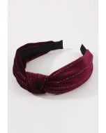 Monochromatic Knotted Velvet Headband in Burgundy