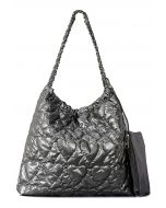 Heart Quilted Casual Tote Bag in Smoke