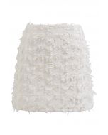 Adorable Fringe Tweed Mini Bud Skirt in Cream