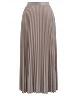 Glimmer Accordion Pleated Maxi Skirt in Nude