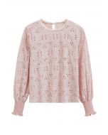 Floral Embroidered Eyelet Dolly Top in Pink