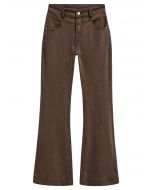On-Trend High Waist Flare Leg Jeans in Brown