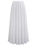 Graceful Breeze Elastic Waist Maxi Skirt in White
