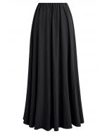 Graceful Breeze Elastic Waist Maxi Skirt in Black
