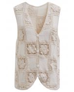 Floral Cutwork Crochet Buttoned Vest