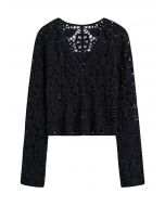 Bohemian Flair Crochet Cardigan in Black