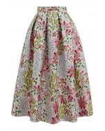 Cheerful Daisy Field Jacquard Pleated Midi Skirt