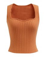 Flattering Fit Ribbed Tank Top in Orange